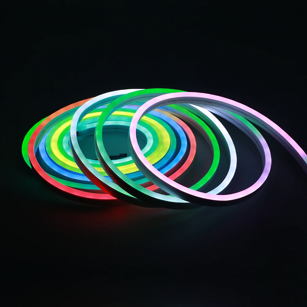 Гибкий светодиодный неоновый светильник 12 В RGB цифровой SMD2835 SMD5050 на метр