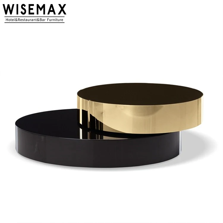 Мебель WISEMAX оптовая цена высококачественный двухслойный круглый журнальный столик из закаленного стекла кофейный с деревянной основой