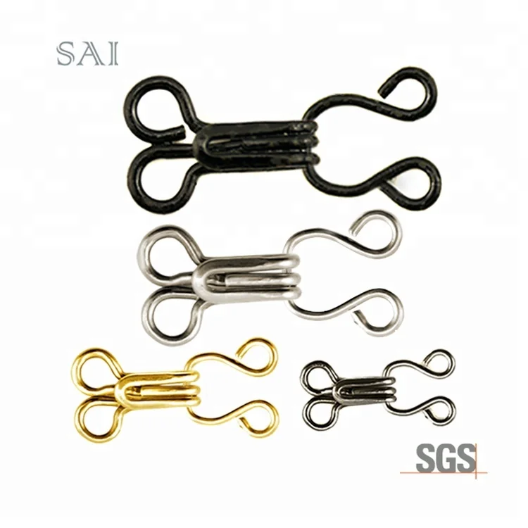 Eco-friendly Factory Wholesale Various Styles SMH01 to SMH06 Metal Collar Hooks and Eyes Closure Fastener Cheap Underwear C  &A