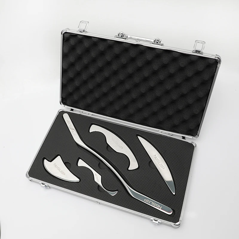 dropshipping 5 Pieces Set Medical Grade Stainless Steel Gua Sha Tool IASTM Therapy Tool Metal Guasha Boards Massage Tool