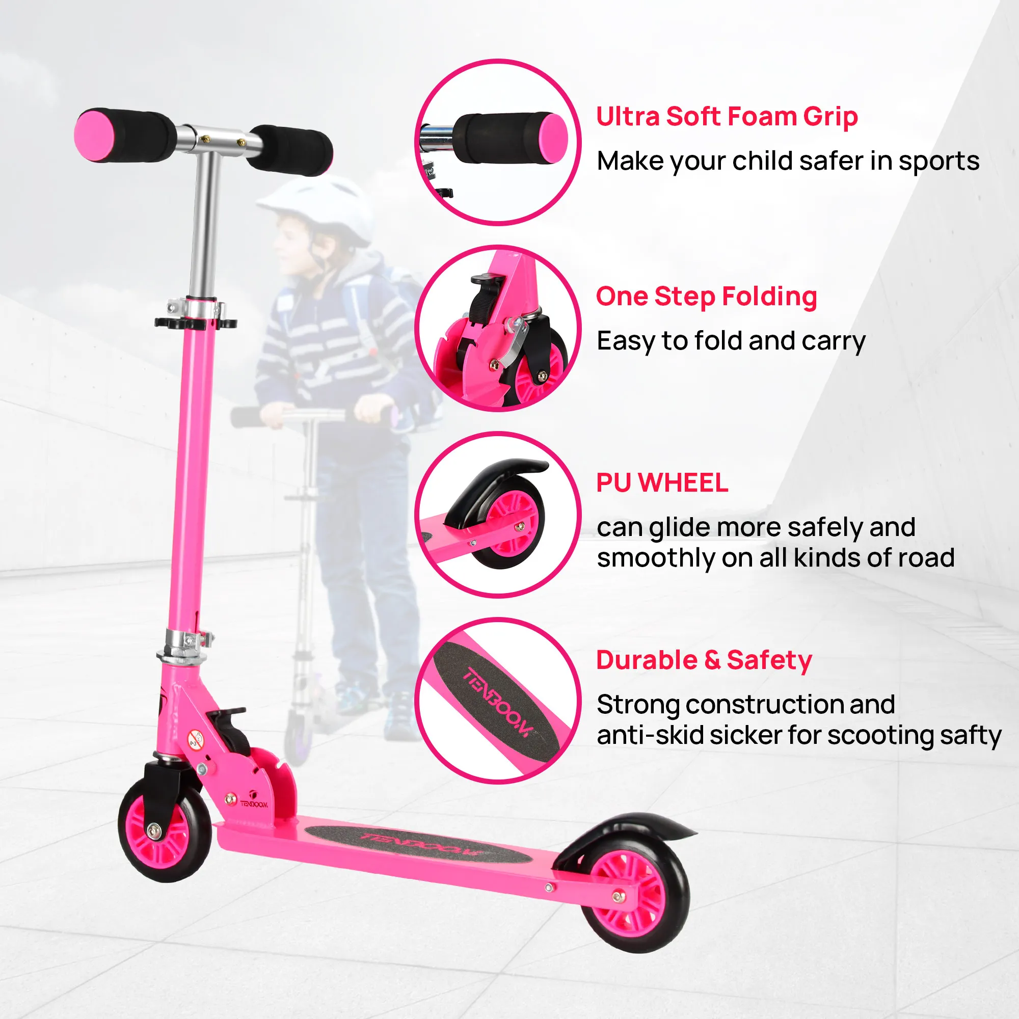 2 PVC Wheel Folding Children Scooter 3 Adjustable Height  Kick Scooter for kids