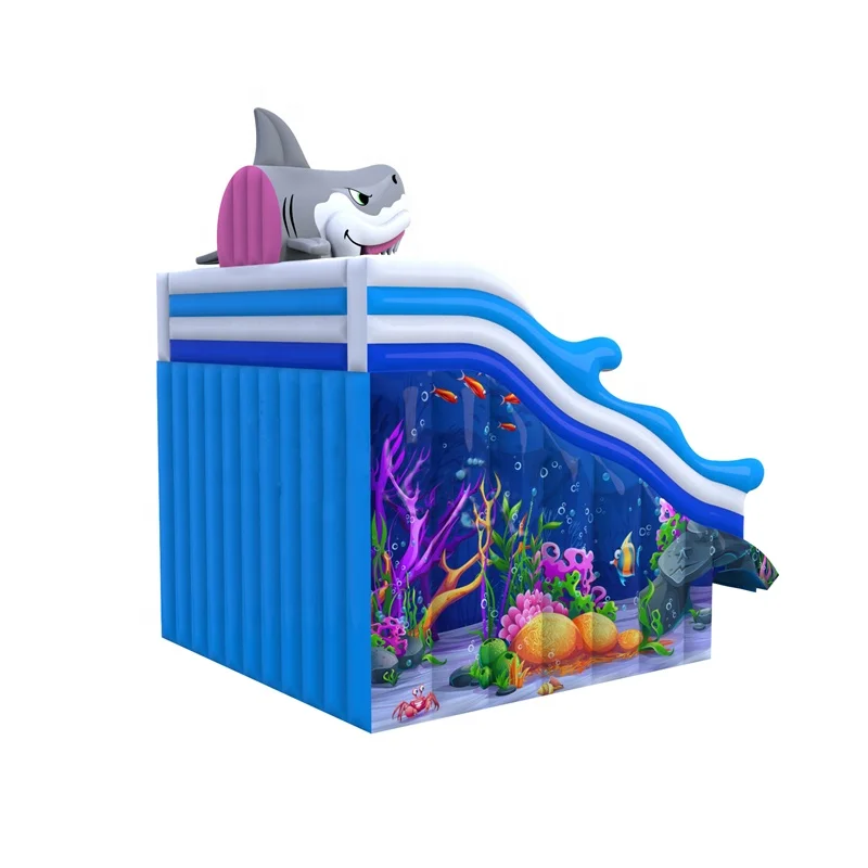 Outdoor PVC Inflatable Mobile Shark water slide park for kids and adult on sale