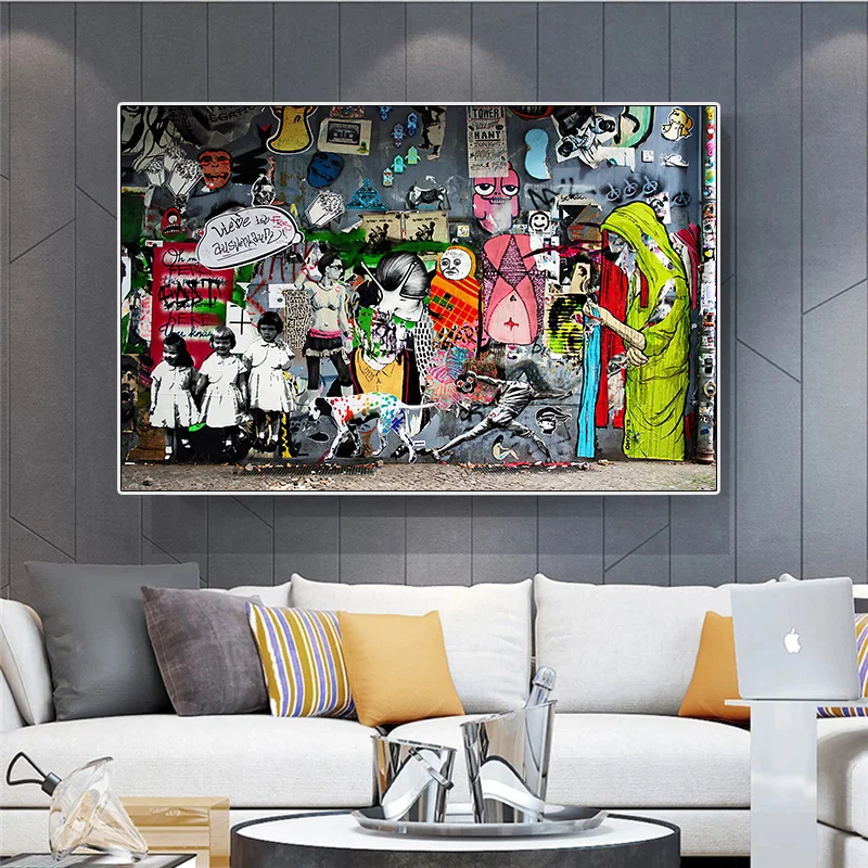 Banksy Graffiti Art Poster And Print Street Pop Art Picture Cartoon Canvas Painting Street Wall Art