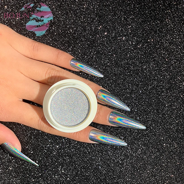 BOJUN Wholesale Easy Rubbing Glitter Powder Holographic Solid Nail Powder