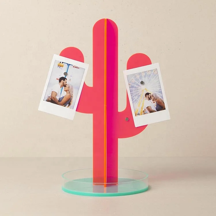 Modern Design High Quality Acrylic Colorful Cactus Shaped Accessories Tray Memo Stand