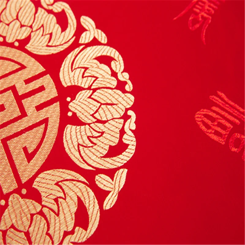 Great Quality Red Color Best Selling Hot Sale Classic Fushou Group Pattern Brocade Fabric for Home Textile