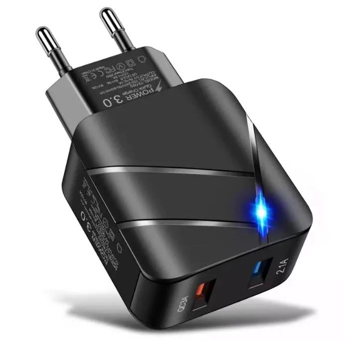 QC3.0 USB зарядное устройство для быстрой зарядки с 2 портами iPhone Samsung Xiaomi Huawei планшетов смартфонов светодиодное освещение поездок