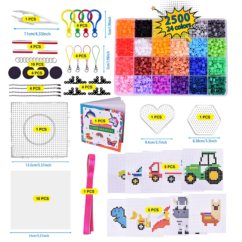 Toowl 5mm Custom Wholesale 24 Colors Children Educational Toys Ironing Eco Friendly Hama Perler Beads Fuse Beads Kit