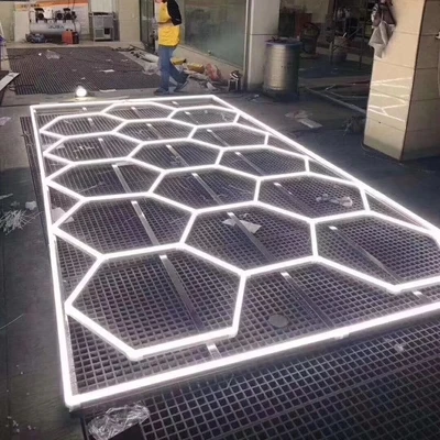 Professional factory produce LED hexagonal workshop light for the car care equipment booth