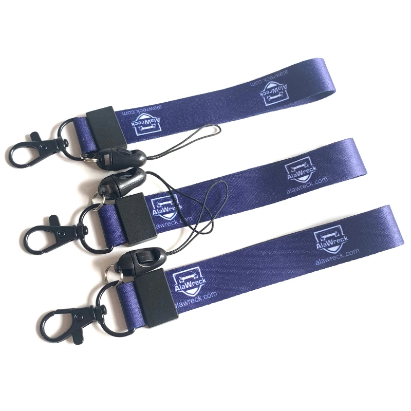Hot Sale Cell Phone Accessories Blue Polyester Short Lanyard Wrist Keychains Mobile Phone Lanyard