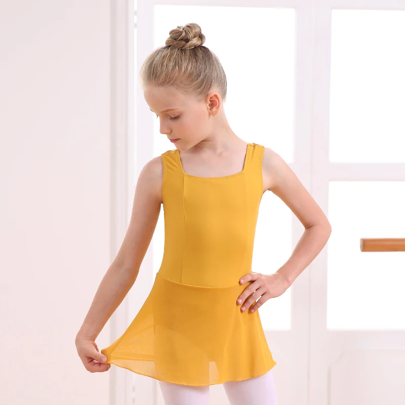 Элегантный балетный купальник для девочек-боди платье: без рукавов изящных танцевальных движений