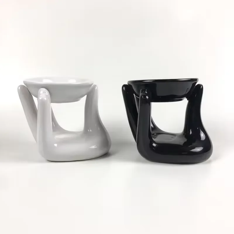 Ywbeyond Home Decoration Buddha Hand oil burner Ceramic Tealight Candle Holder Essential Oil Incense Burner Wax Warmer