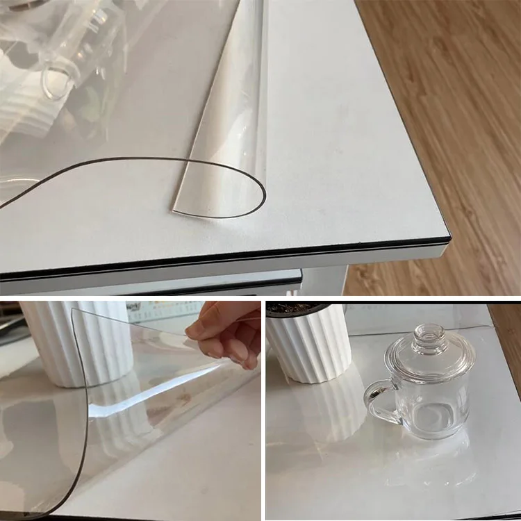 Smooth Waterproof Oilproof Soft Glass High Temperature Resistant Clear PVC Table Cloth Rubber Sheet