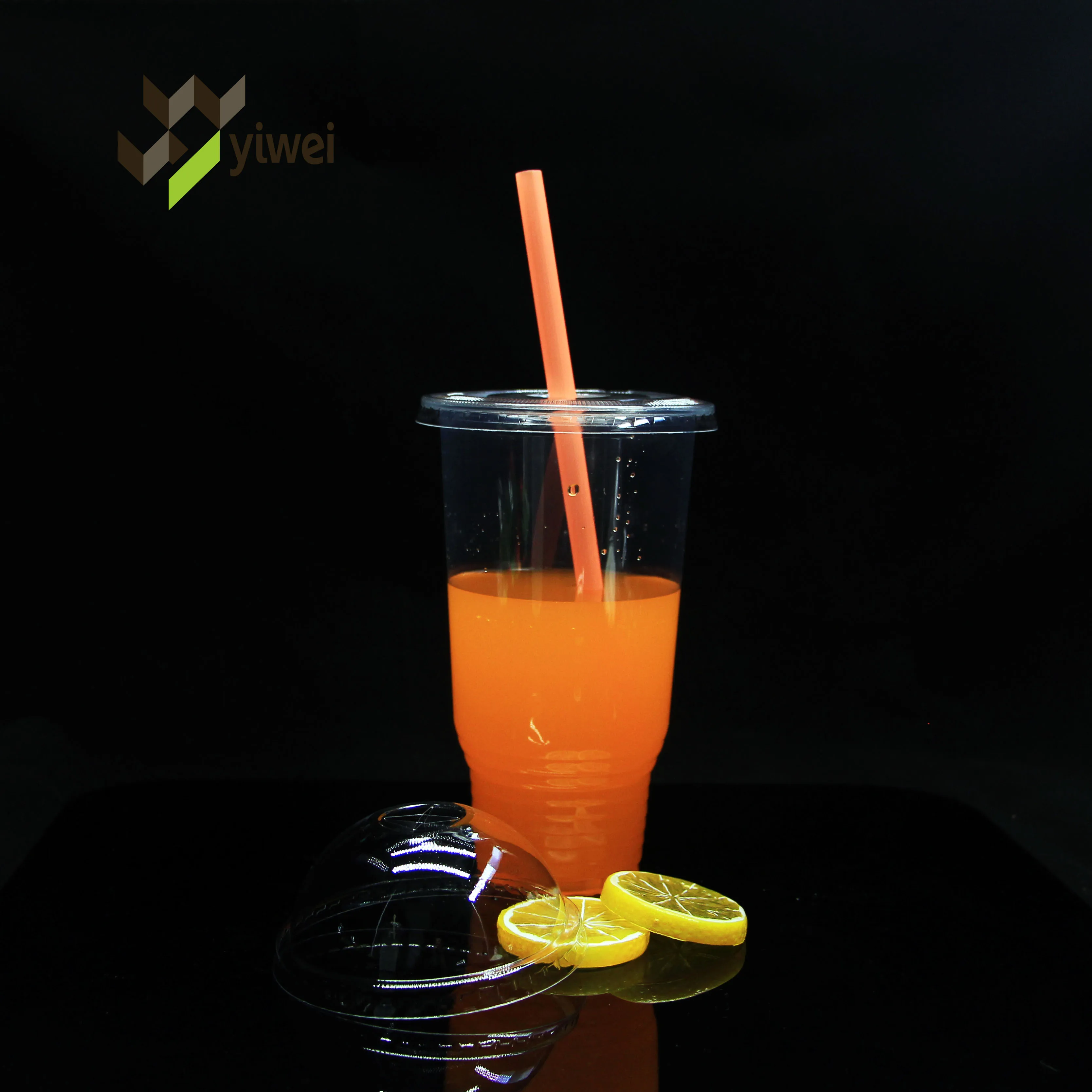 Wholesale 16oz custom logo transparent thick smoothie reusable plastic boba milktea cups bubble tea cup with lid