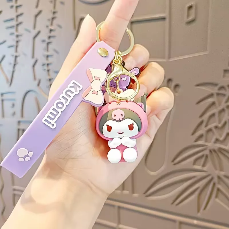 DOULUO Kawaii Cartoon Frog Pudding Dog Keychain Cute Anime Sanrioo PVC Bag Pendant Keychain for Women