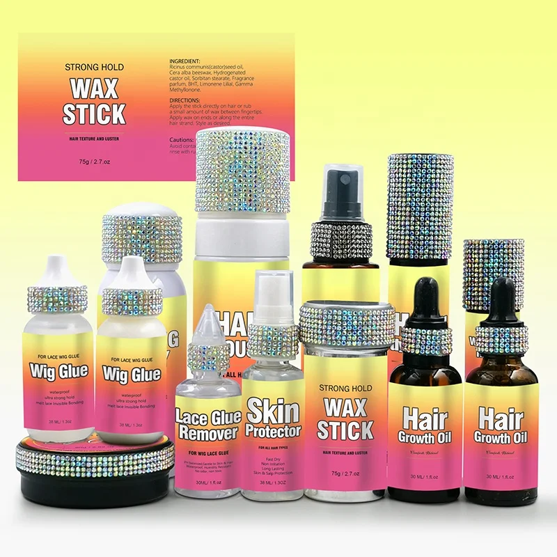 Private Label Strong Hold Wig Glue Frontal Wig Bond Adhesive Lace Glue Remover Skin Protector Wax Stick Melting Spray Lace Tint