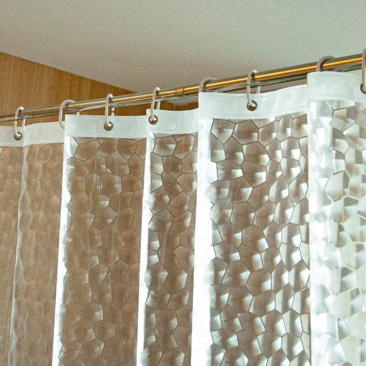 3D Water Cube Clear Bathroom Shower Curtains Shower Curtain Liner with Magnets Waterproof
