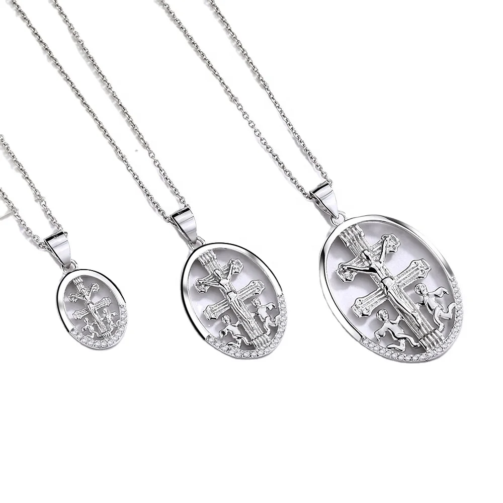  Oval Virgin Mary Pendant Necklace 925 Sterling Silver large and small Catholic silver