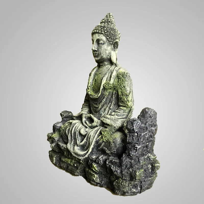 Fish tank aquascape decorative small ornaments aquarium creative ancient Buddha statue aquarium resin decorative rock statue