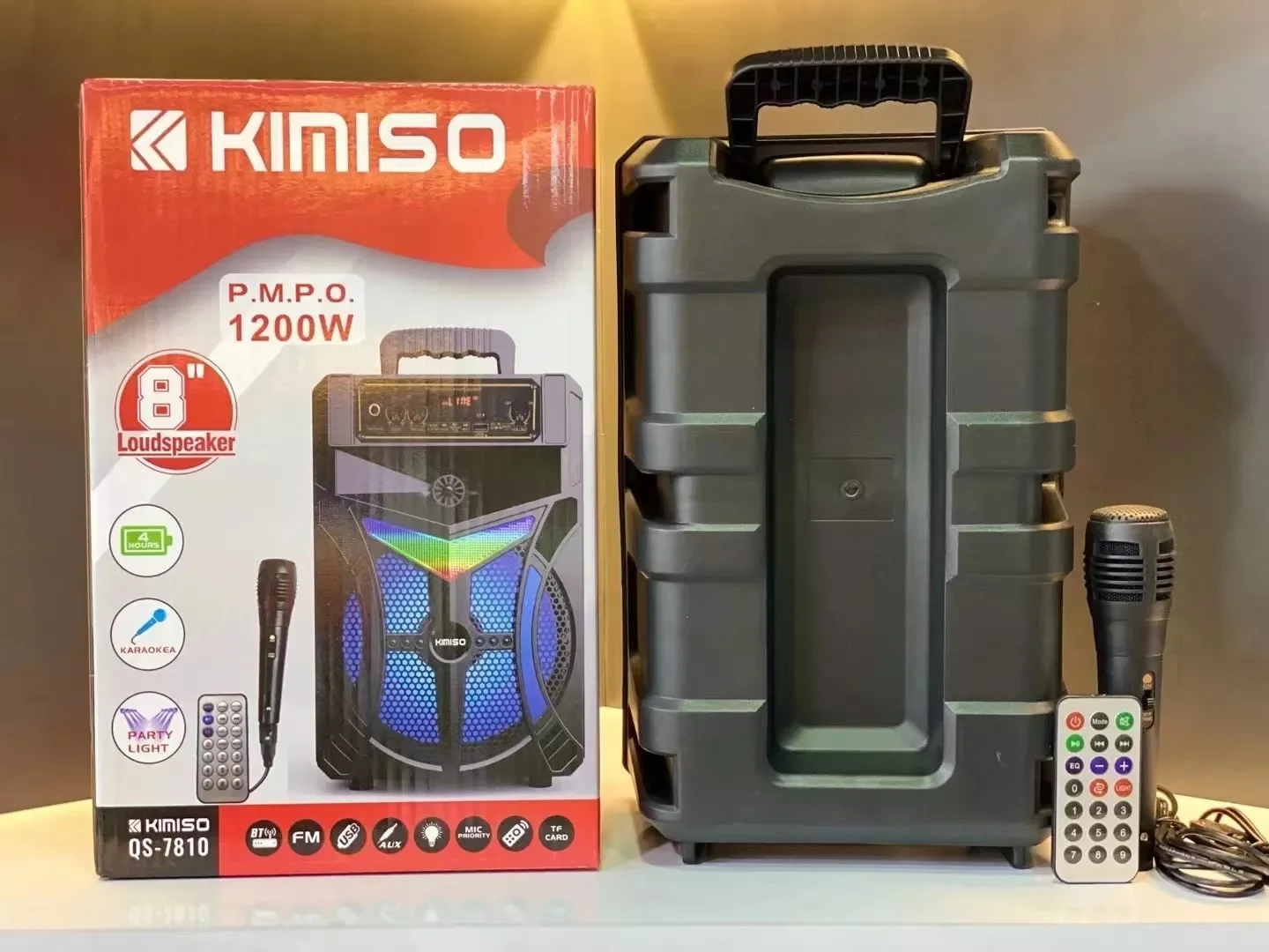 QS-7810 Portable Wireless Speaker Kimiso Outdoor Subwoofer 8 inch BT Speakers With Microphone HD Sound Support TF