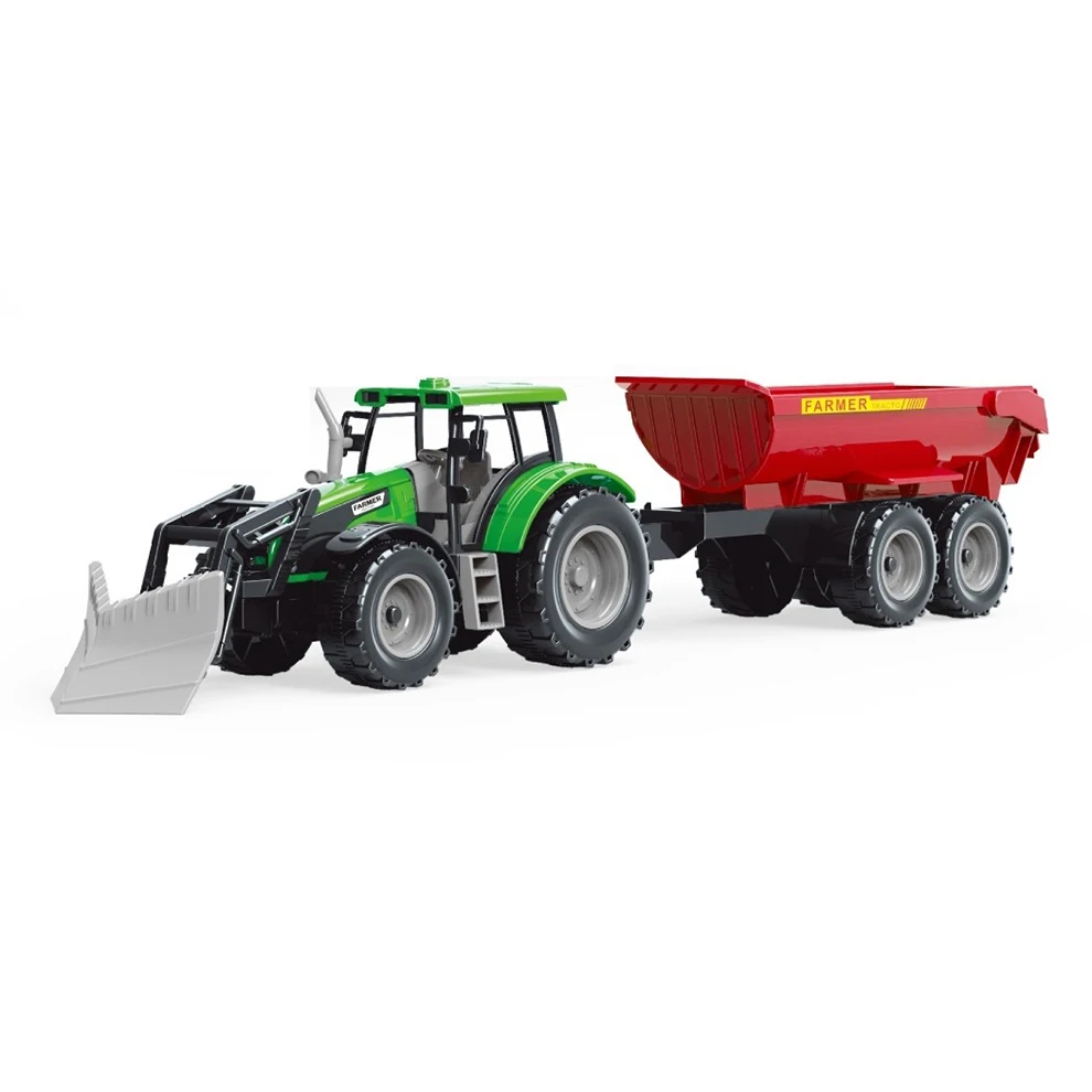 Kids Green Farm Car 1/32 Scale Plastic Farm Tractor Toy With Bulldozer