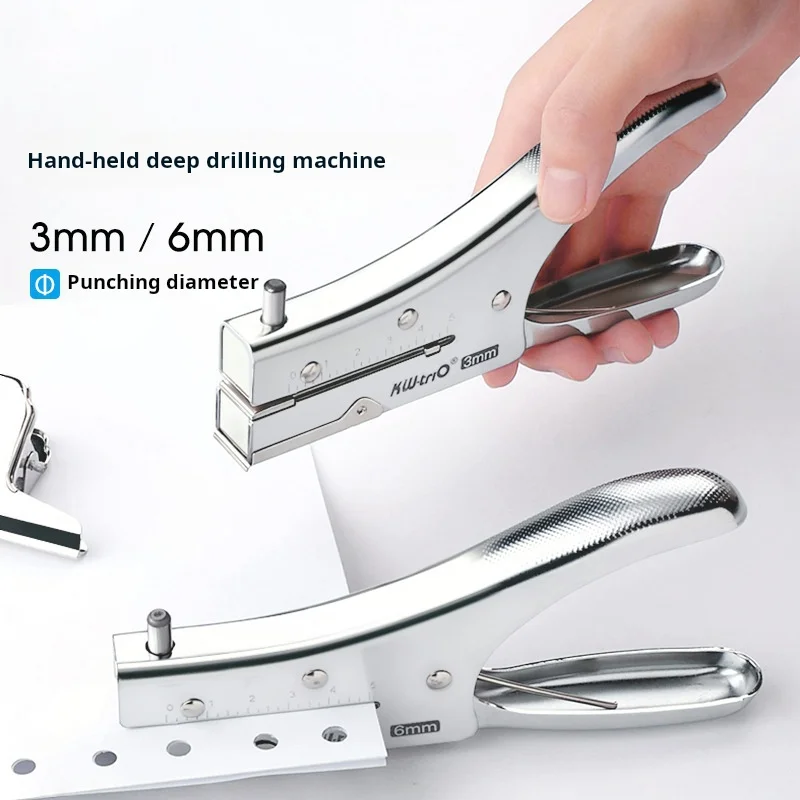 Ultra-Deep Handheld Metal Hole Punch Suitable for Students and Professionals 6mm Punching Tool