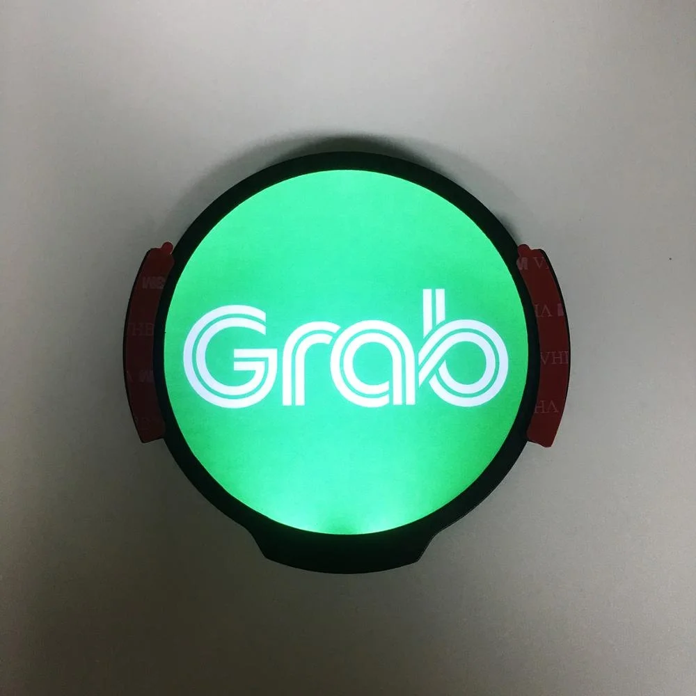 GRAB Rideshare Sign, LED Light Logo Sticker Decal Glow, Wireless Decal Accessories Removable Glowing Sign For Car Taxi