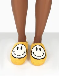 LF-62 2021 Fashion Fur Slippers Home House Bedroom Fall Winter Fuzzy Smile Slippers for Women