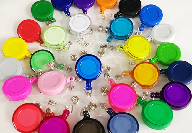 Wholesale Manufacturer Custom Logo Blank Plastic Reusable Black Retractable Badge Reel Clips Id Name Badge Holder