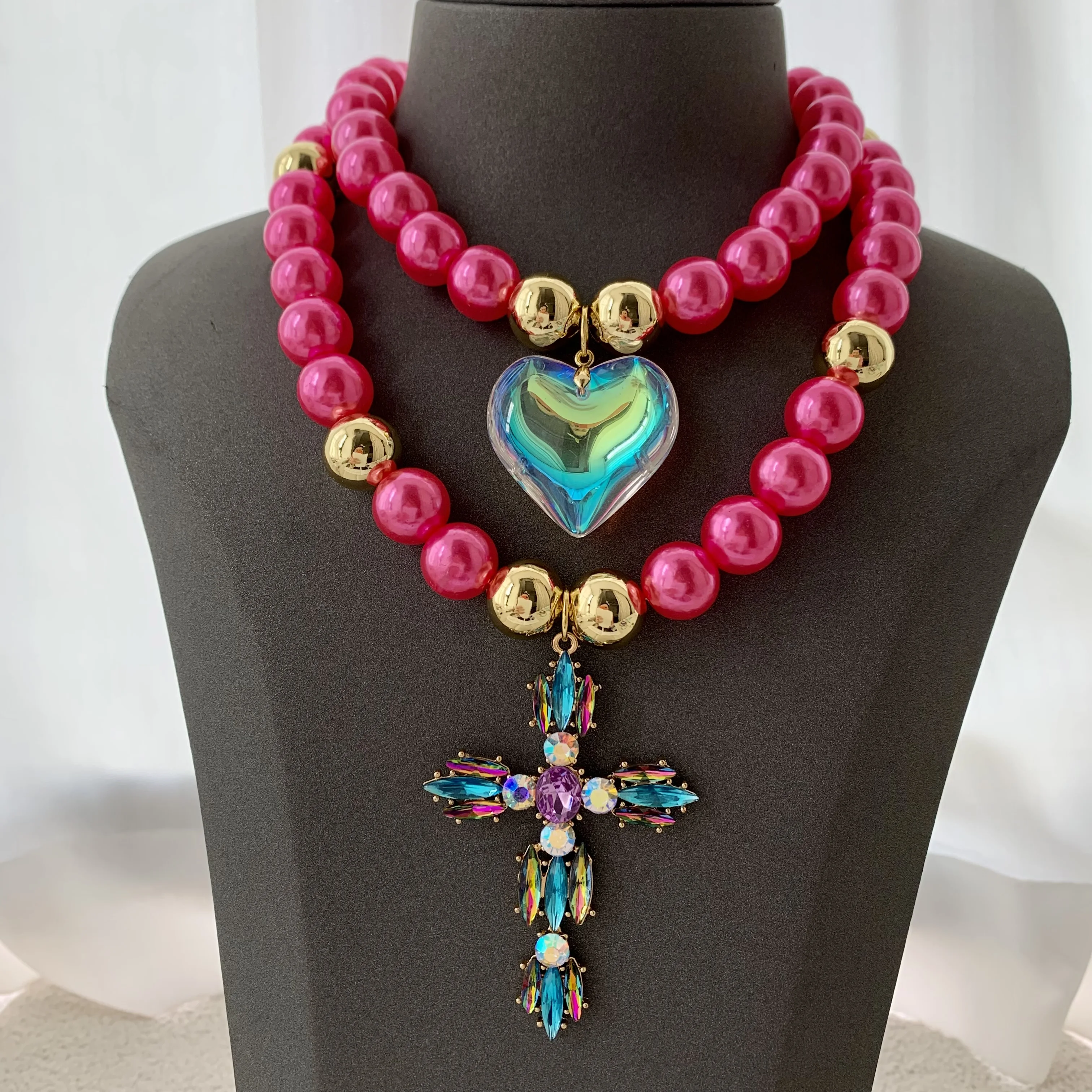 LS-C3205 Chic design necklace for daily life cross   necklace men jewelry heart necklace simple design