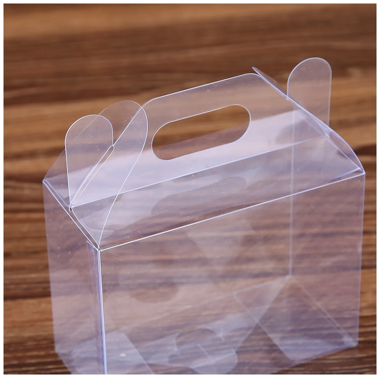 Custom mini foldable clear PET plastic gable cake candy packaging transparent  bakery boxes