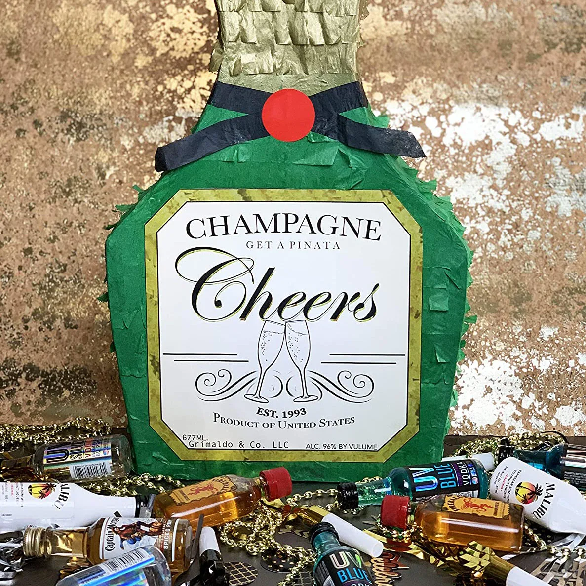 Partycool Bottle Shaped Pinata With Stick Handmade Decoration Cheap Prop Paper Adults Pinata New Years Birthday Party Favor