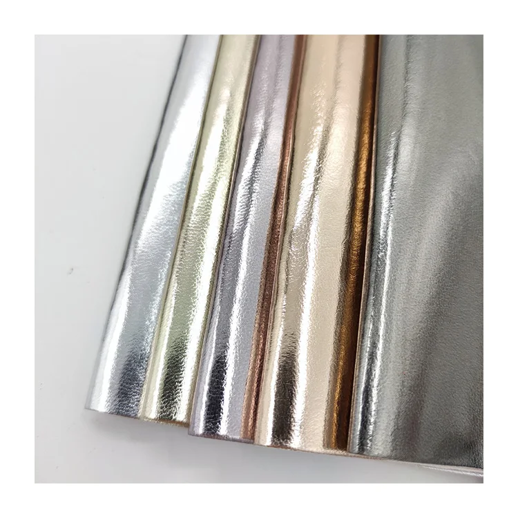 Artificial silver metallic vinyl eco patent leather Laminated PU Material faux synthetic leather fabric for shoes lining bag