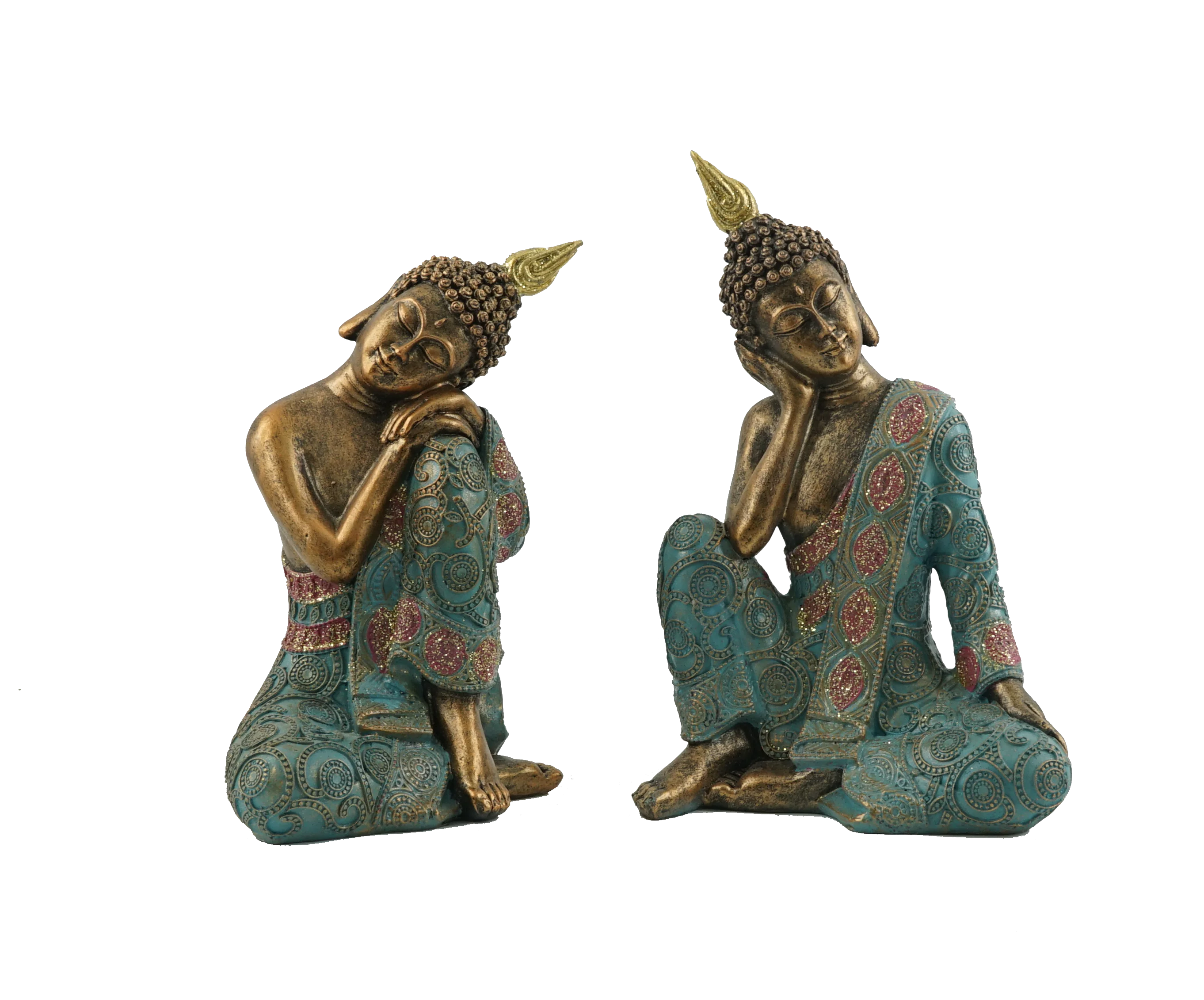 High quality polyresin Sitting Buddha Statue 2 Assortment Gold Bronze Buddha Sculpture Figure