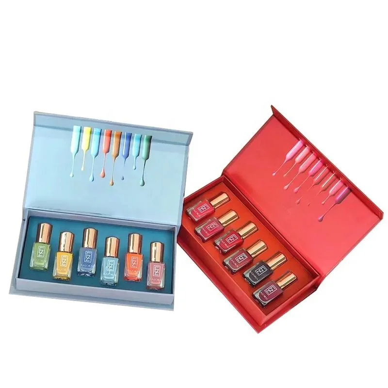 Mini Paper Empty Gel Nail Care Bottle Packaging Box Luxury Folding Magnetic Gift Box With Customized Printing