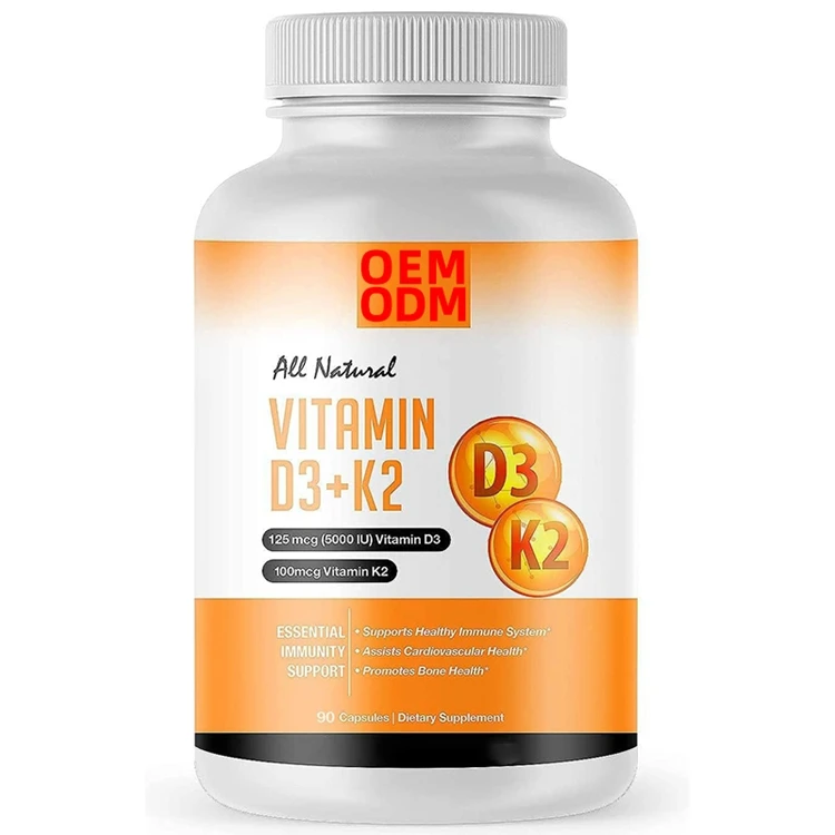 90 Capsules 3 Month Supply Vegan Vitamin D3 + K2 Capsules for Immune Health Bone Health Mood