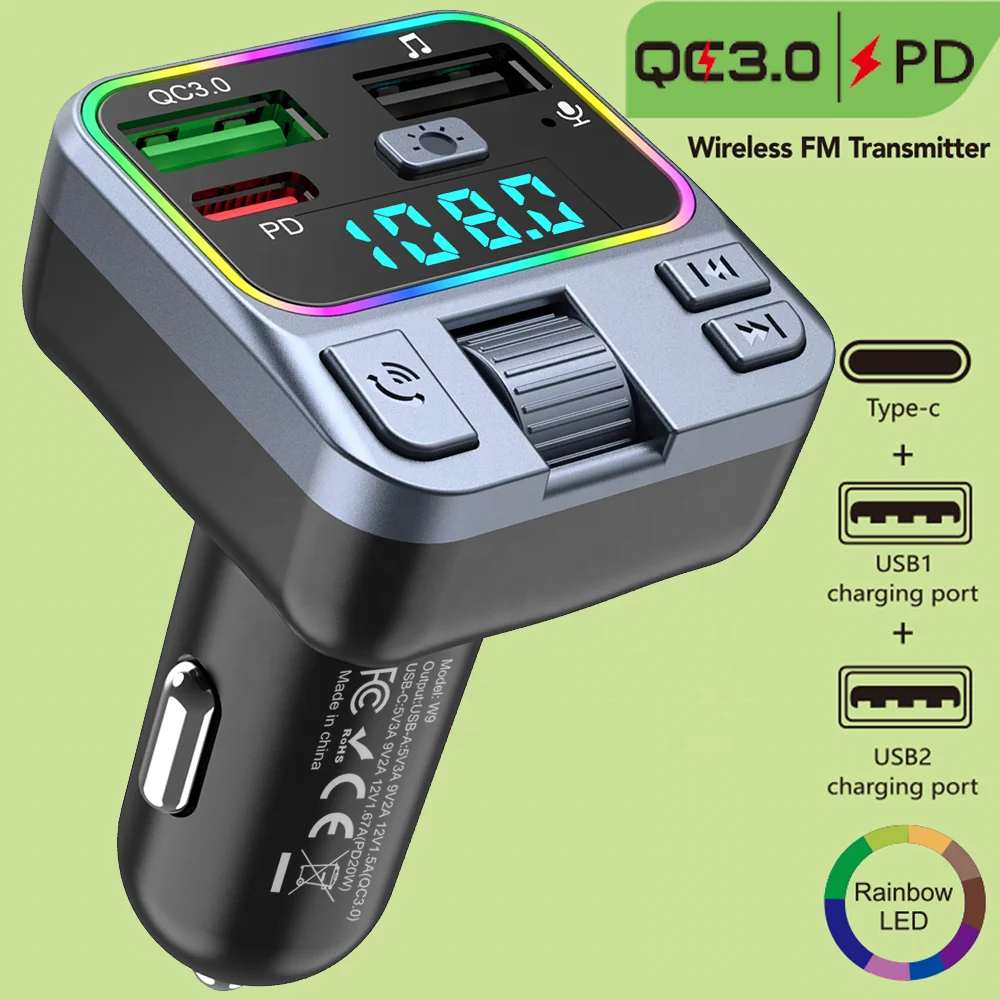 Bluetooth Car MP3 Player Kit Handsfree Audio Receiver PD 20W QC3.0 Dual Usb Car Charger FM Transmitter car mp3 player bluetooth