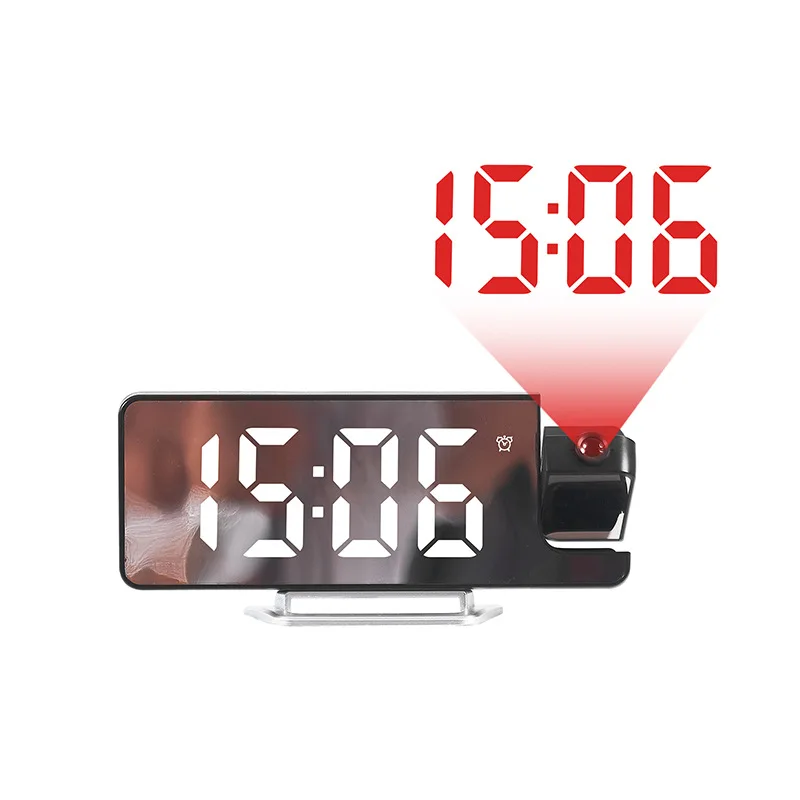 Projection alarm clock LED large screen mirror clock Electronic clock showing temperature Suitable for home