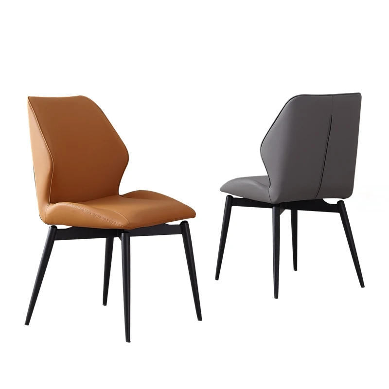 Modern Leather Dining Room Chair for Home Furniture Black Steel Legs Simple Italian Leather Dinner Chair Wholesale