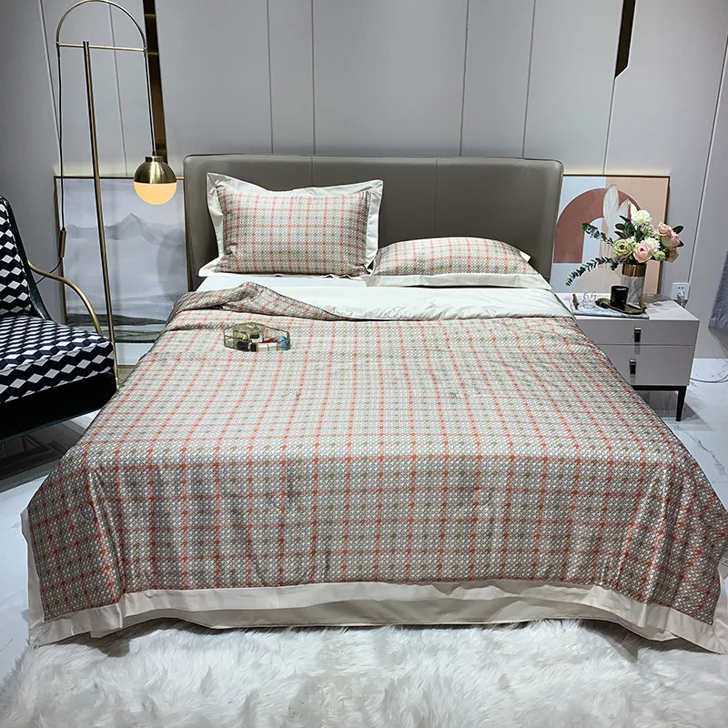 Custom 4 pcs summer quilt cool quilt summer blanket washed ice silk duvet