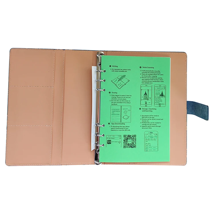 Ready to ship A5 PU Leather 6 Ring Loose Leaf Budget Binder Planner Reusable Notebook With Cash Envelope