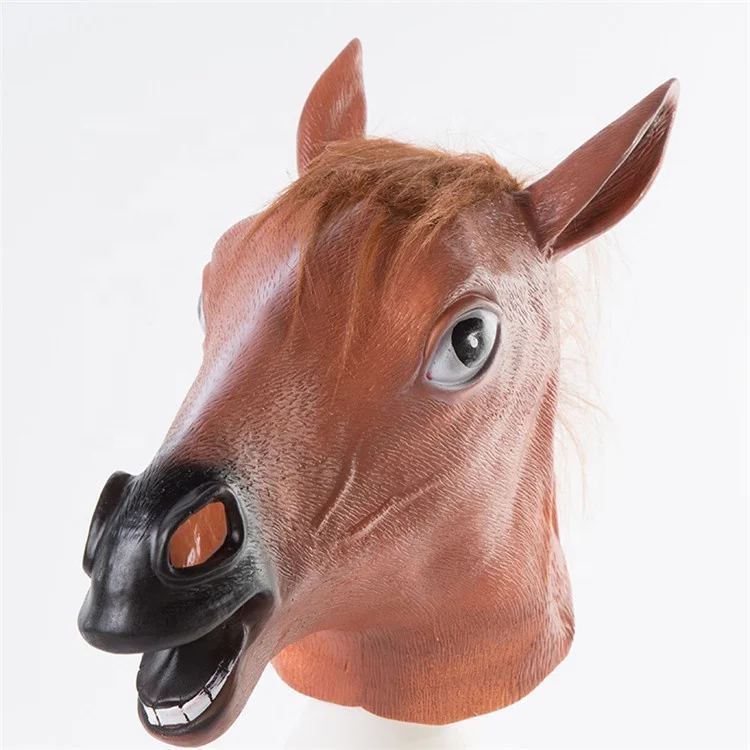 PoeticExist Party Novelties Hacker Costume Horse Head Human Face Anime Scary Latex Horror Celebrities Halloween Realistic  Mask