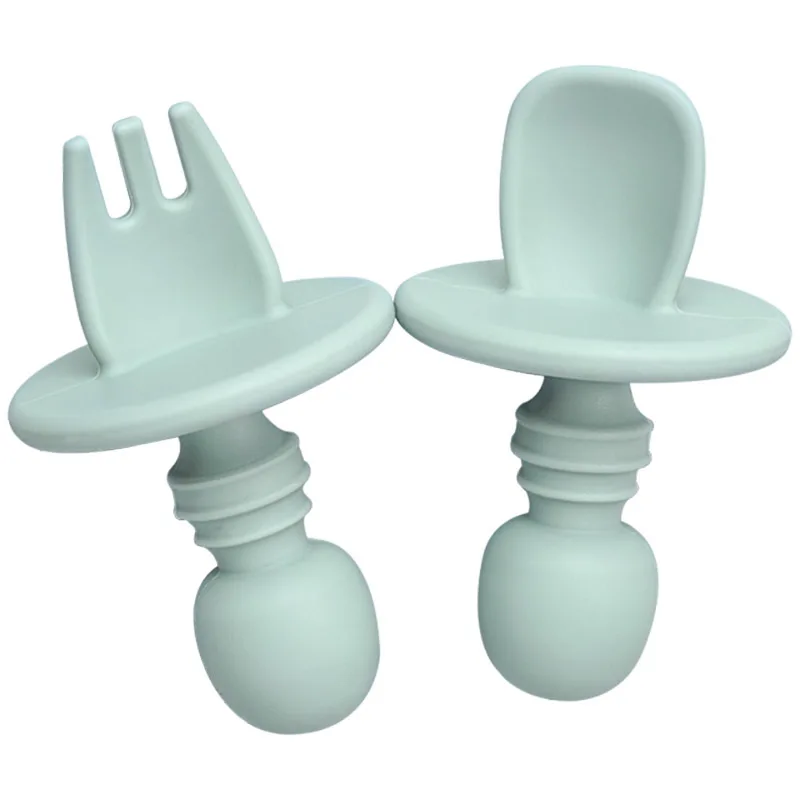 Baby Feeding Supplies Wholesale Custom Silicone Baby Fork And Spoon Baby Spoon Fork