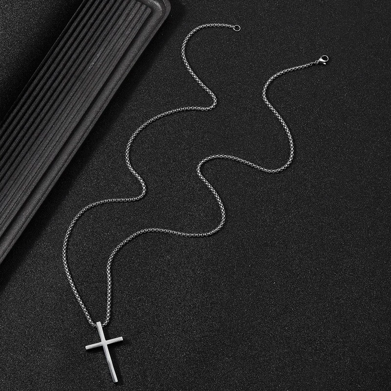 Cheap High Quality Cross-Border Stainless Steel Cross Titanium Steel Necklace Hip Hop Personality Fashion Cross Necklace