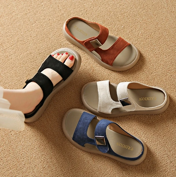 UP-0843J 2024 New Style Flat Shoes 42 size Casual Beach Sandals for Women