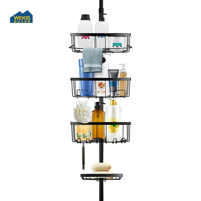 Напольная стойка 4 слоя Телескопический штатив с регулируемой высотой Туалет Ванная комната стеллаж для хранения Организатор ванная комната угловая полка поляка для душа из нержавеющей стали Caddy