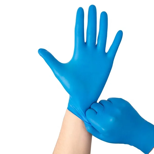Disposable Blue Nitrile Gloves Powder Box Medical Packing Instrument Pcs Color Class Feature Hand Safety Material Shelf Origin