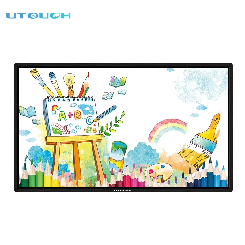 Touch interactive whiteboard electronic smart all in one PC digital smart board with moving stand