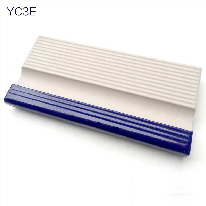 non slip glazed blue swimming finger-grip bull nose ceramic pool tile