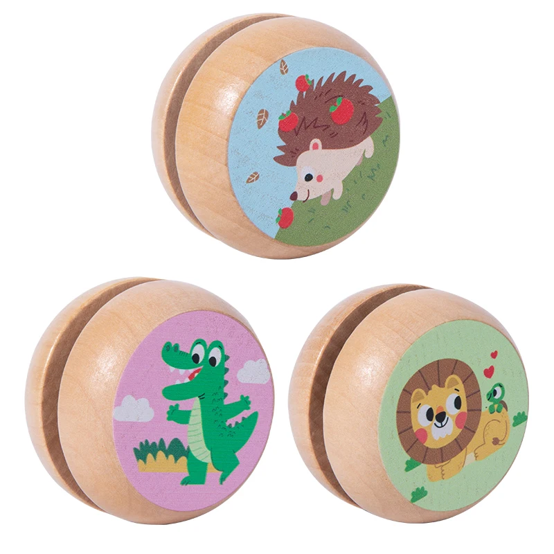 Wooden Cartoon Animals Yo Yo Toy Manufacturer Classic Kids Hands Training Promotional Gifts Toy